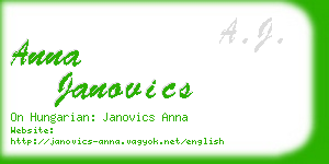 anna janovics business card